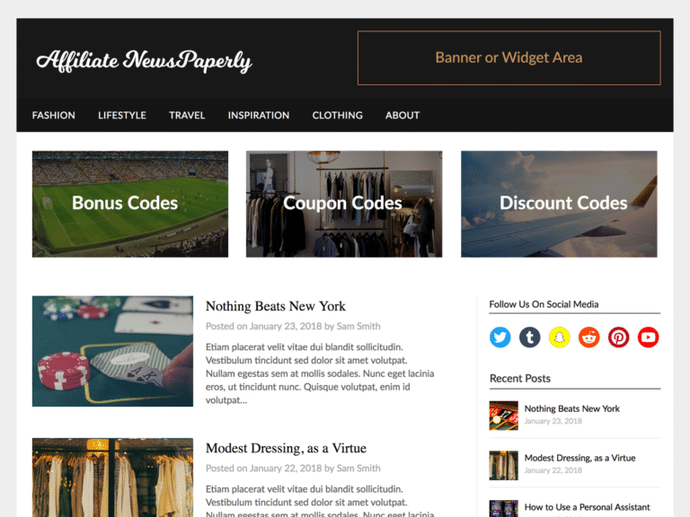 WordPress Bloging Theme – affiliate-newspaperly